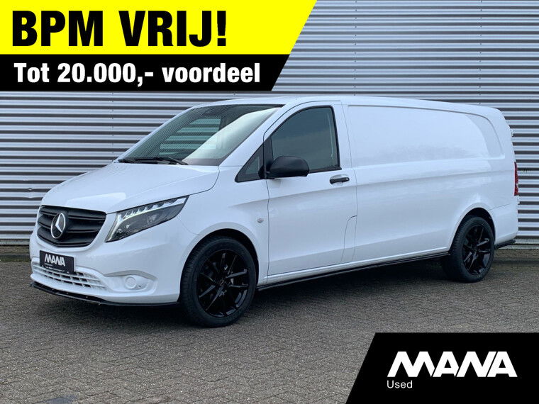 Mercedes-Benz Vito 116 CDI Extra Lang L3 163pk Automaat LMV MaxtonDesign LED Airco Camera Leder-Stuur/Bekleding Diffuser Frontlip CruiseControl Stoelverwarming DYNAMIC Standkachel CarPlay AndroidAuto Trekhaak 12V Laadruimtebekleding Bluetooth VoiceCommand DAB