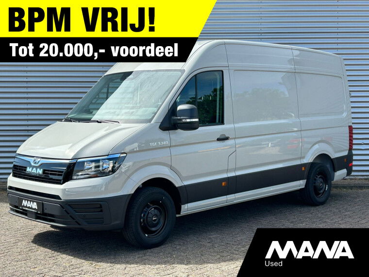 MAN TGE 35 2.0 3.140 140PK Automaat Ascot Gray Airco Cruise Navi Car-Plat Trekhaak Sensoren Camera Multifunctioneel stuurwiel Lane-assis