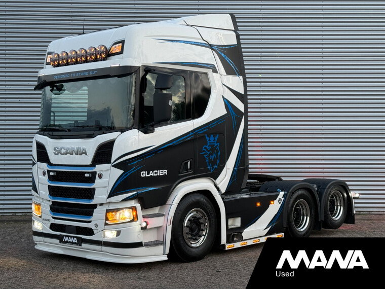 Scania R R530 V8 6x2 LL Glacier SHOWTRUCK // BUFFL opbouw - PTO Retarder Lift as Boogie